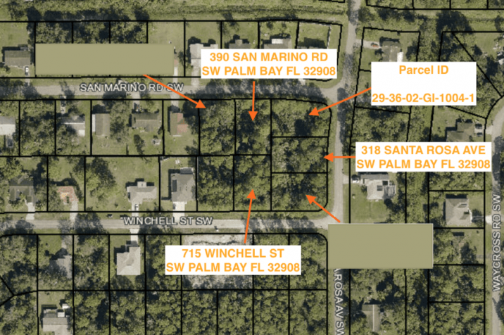 4 Lots in Palm Bay by Address_Parcel Number