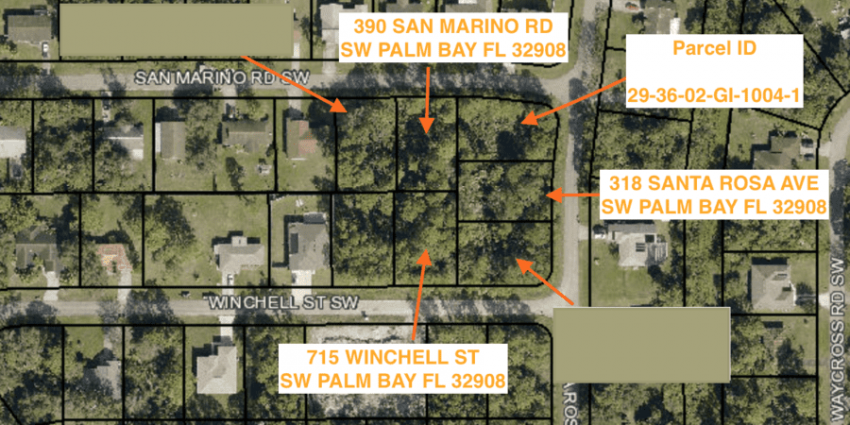 4 Lots in Palm Bay by Address_Parcel Number